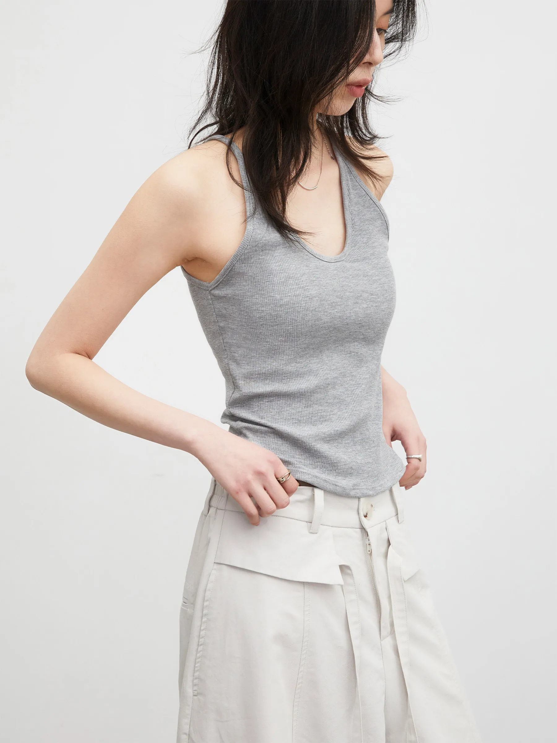 CHIC VEN Fashion New Women Tanks Solid U-neck I-shaped Female Top With Chest Cushion Integrated Camis Spring Summer 2026