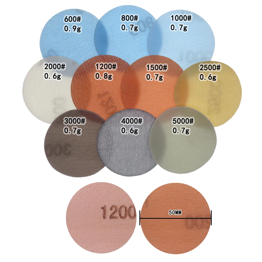 2Inch 50MM Superfine Grinding Sandpaper Kit 20Pcs Assorted Grit 600-500# for Grinding Wood Metal  Automotive Paint Sanding