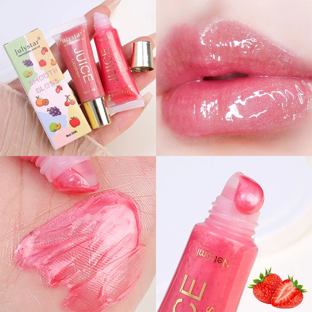 Sabor de fruta Lip Oil, Tubo macio, Espelho Lipgloss, Hidratante, Transparente, Glitter, Batom líquido nutritivo, Cosméticos, Maquiagem