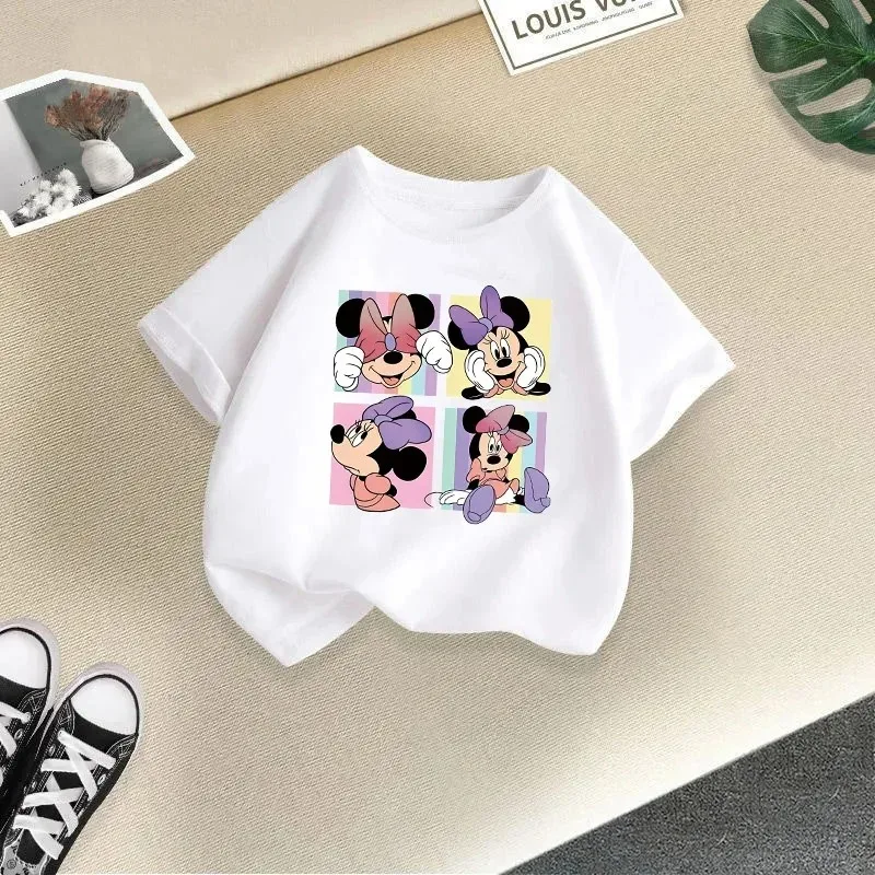 Disney Minnie kids' T-shirt, short-sleeve T-shirt with pure cotton cartoon print