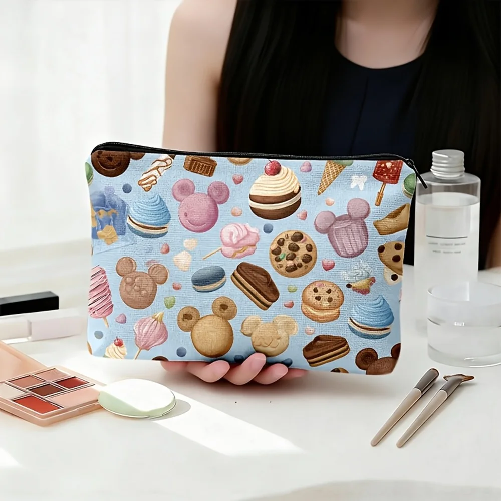 1 Piece of Pink and Sweet Dessert-Style Makeup Bag - Multi-Functional Zipper Bag for Women, Perfect Travel Zipper Storage Bag