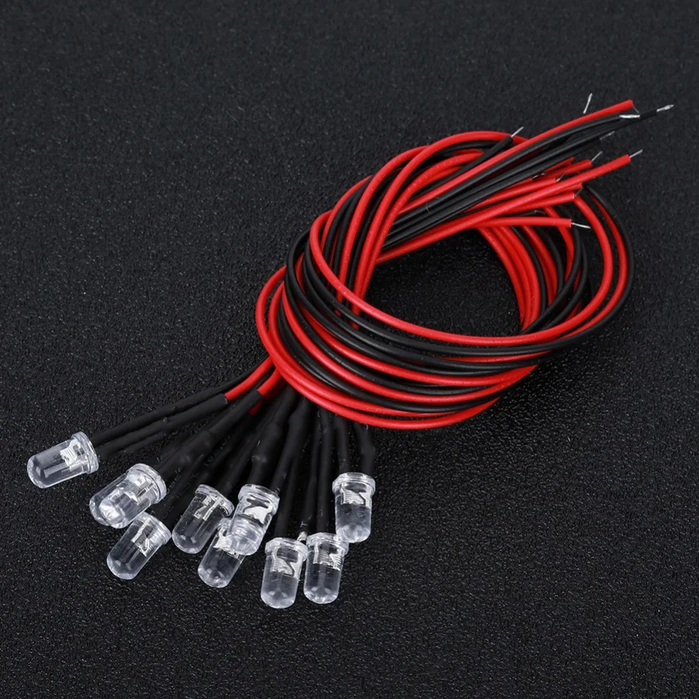 Diode électroluminescente LED 5mm, faible puissance, 12V, multicolore, clignotant rapide, pré-câblé, Diodes électroluminescentes filaires, fabrication de modèles