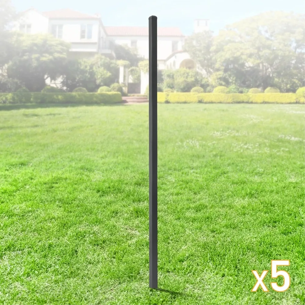 Heavy Duty 7FT Outdoor Steel Fencing Border Post, 16 Gauge Anti-Rust Metal Fence Post, 2” Diameter Decorative Garden Fence Post