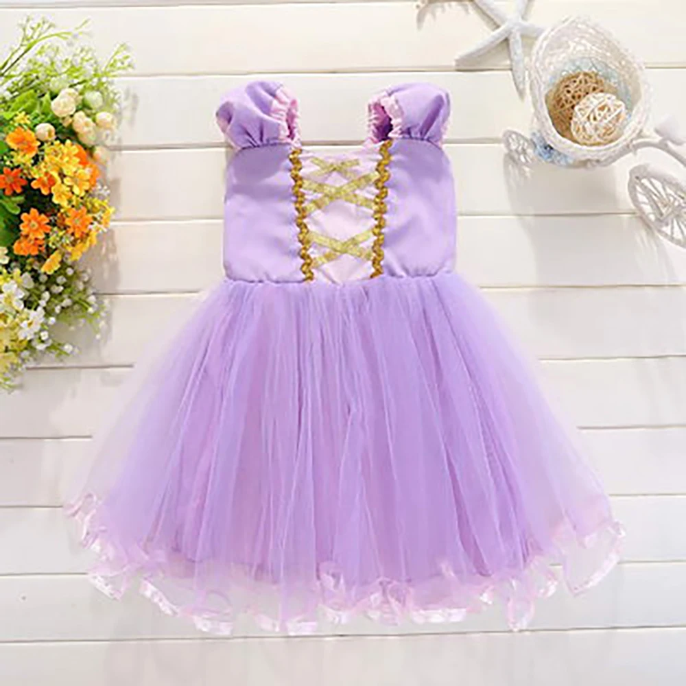 Baby Girls Fluffy Lace Birthday Party Dress Infant Striped Sleeping Beauty Princess Gown Girls Fashion Daily Clothing Costumes