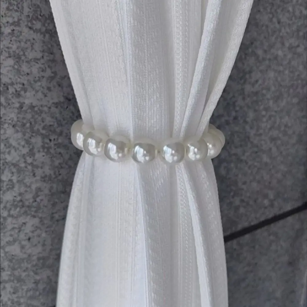 Punch-free Pearl Curtain Magnetic Buckle Europe Style Easy to Use Pearl Curtain Tieback Elegant Magnetic Curtain Strap