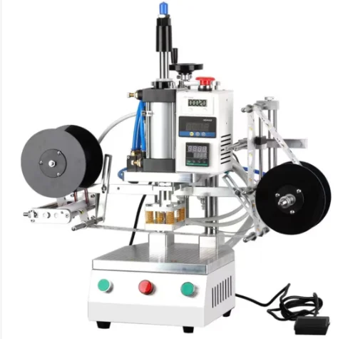 Hot Stamping Trademark Pattern logo Embossing Pneumatic Hot Foil Stamping Transfer Heating Bottle Shrink Sleeve Labeling Machine
