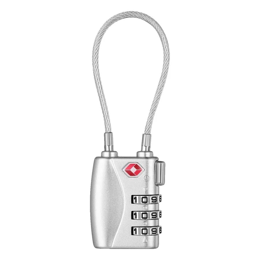 3 Digit Combination Cable Lock, TSA Lock for Luggage, Travel Padlock, with Alloy Body for Suitcase, Baggage, School, Gym