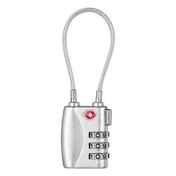 3 Digit Combination Cable Lock, TSA Lock for Luggage, Travel Padlock, with Alloy Body for Suitcase, Baggage, School, Gym