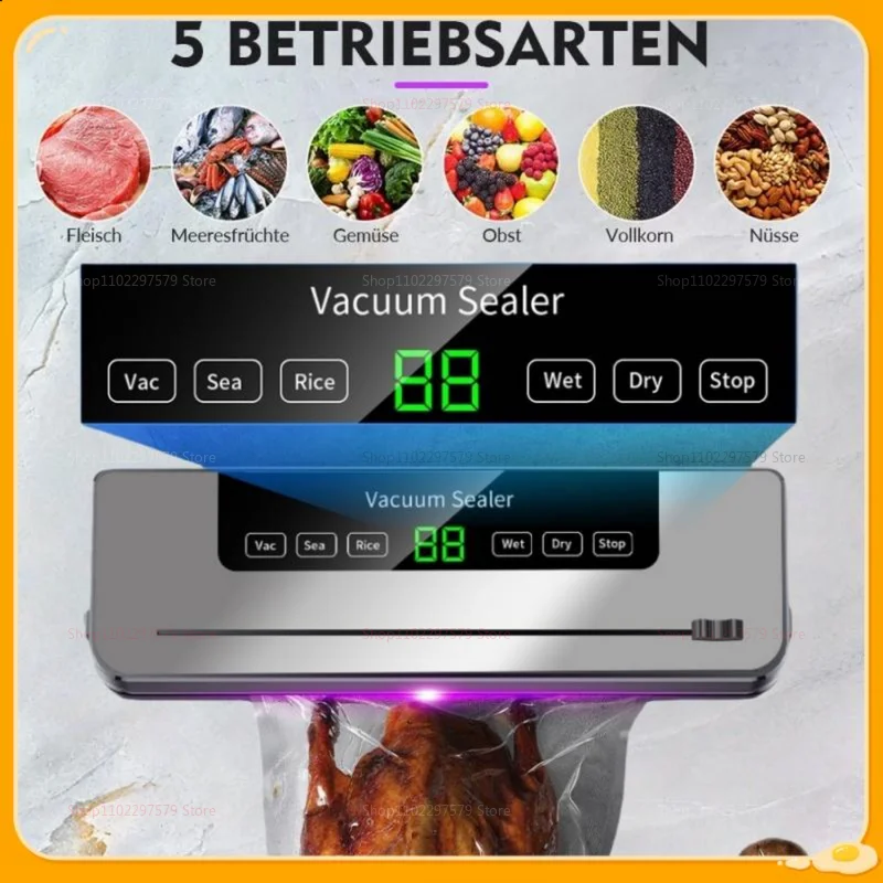 Vacuum Sealer Kitchen Food Storage Dry/Wet Food Vacuum Packing Machine Household Fresh Food Packing Machine Built-in Cutter