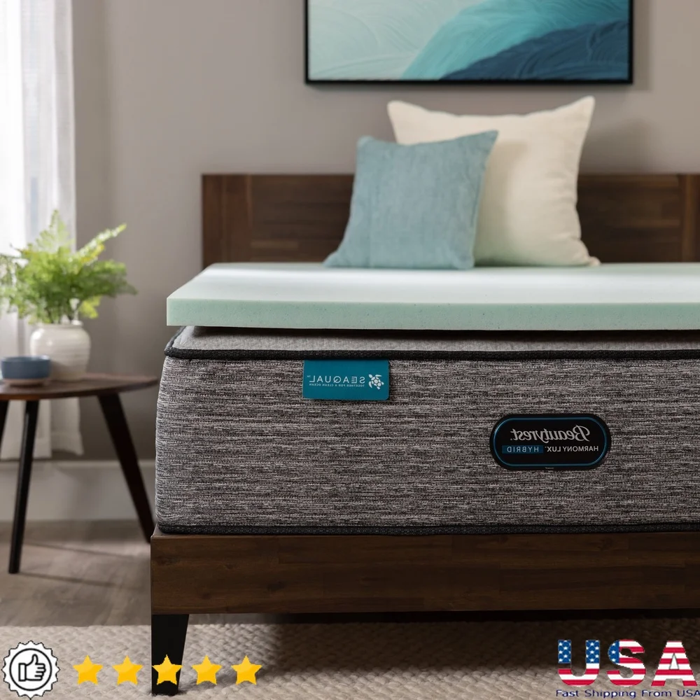 

Queen Memory Foam Mattress Topper Cooling Thermagel Technology Breathable Support Ventilated Airflow Luxurious Comfort Pressure