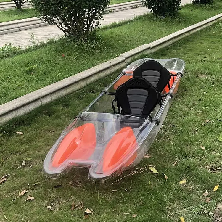 Home Travel Polycarbonate Kayak and Pedals 2-seater Crystal PC Transparent Bottom  Paddle Double Seater Boat