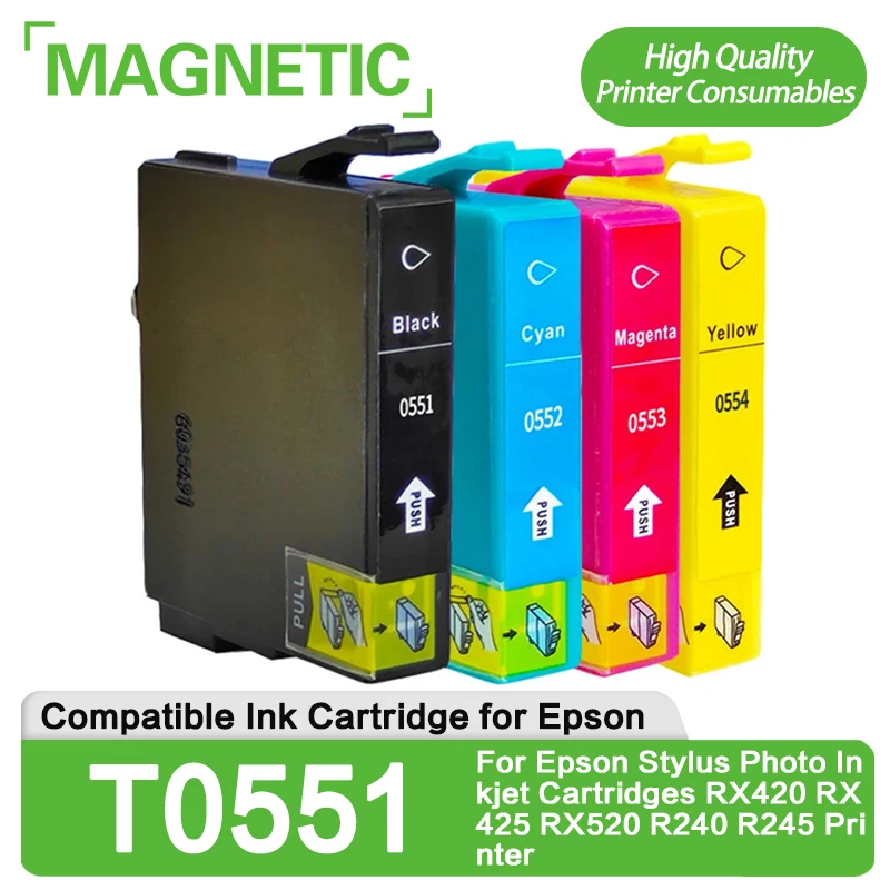 4Color T0551 T0552 T0553 T0554 Ink cartridge T0551 For Epson Stylus Photo Inkjet Cartridges RX420 RX425 RX520 R240 R245 Printer