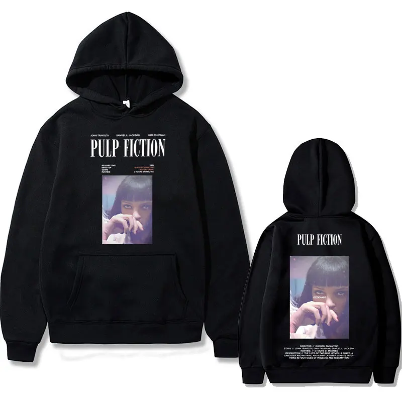 

Movie Pulp Fiction Double Sided Print Hoodie Famous Director Quentin Tarantino Sweatshirt Men Women Vintage Oversized Hoodies