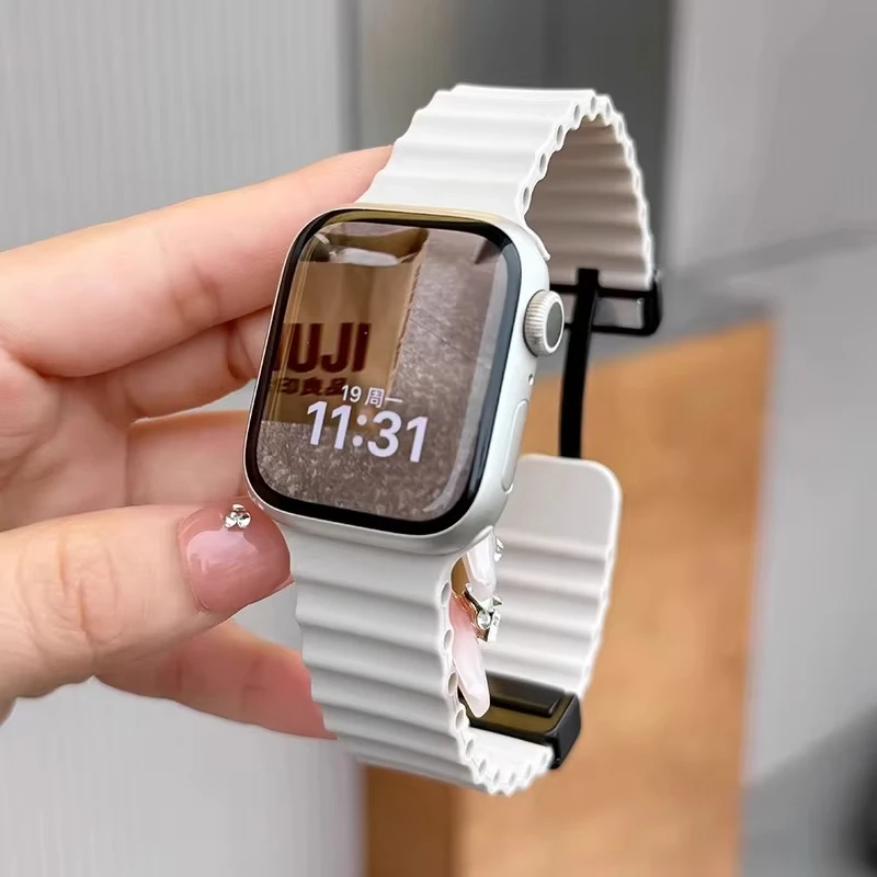 حزام مشبك مغناطيسي لساعة أبل الترا 2 49 مللي متر 45 مللي متر 44 مللي متر 40 مللي متر 41 مللي متر 42 مللي متر 38 مللي متر سيليكون سوار iWatch سلسلة 7 6 se 8 9