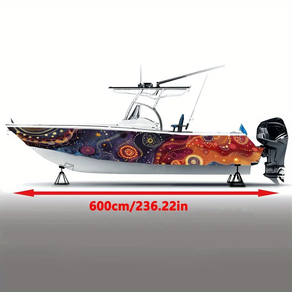 Colorful Tribal Wave Point Circle Beautiful Boat Sticker Vinyl Ship Pontoon Deck Boat Fishing Decorative Pontoon Boats Decal