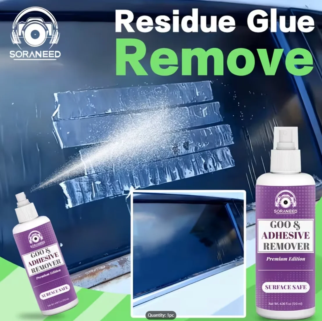 Adhesive Remover Spray, Quickly Remove Sticky Residue, Labels, Glue & Tape – No Rinse, No Residue Cleaner for Glass, Plastic & M