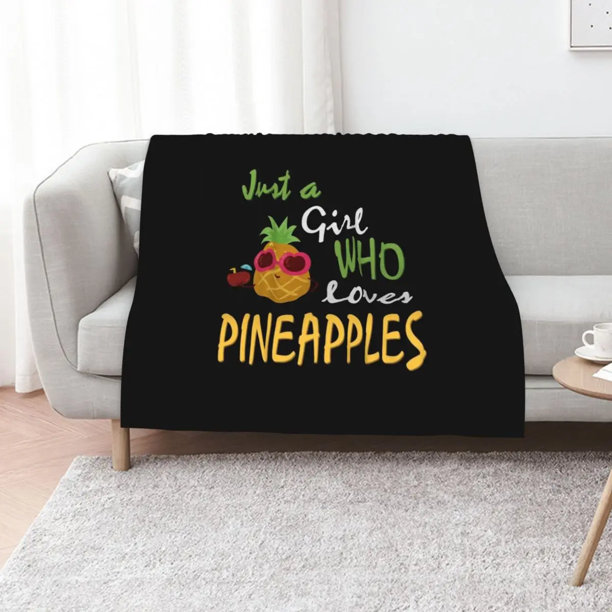Just a girl who loves Pineapples Silhouette Pineapple Women's Pineapple Birthday Gift Pineapple Lover Throw Blanket