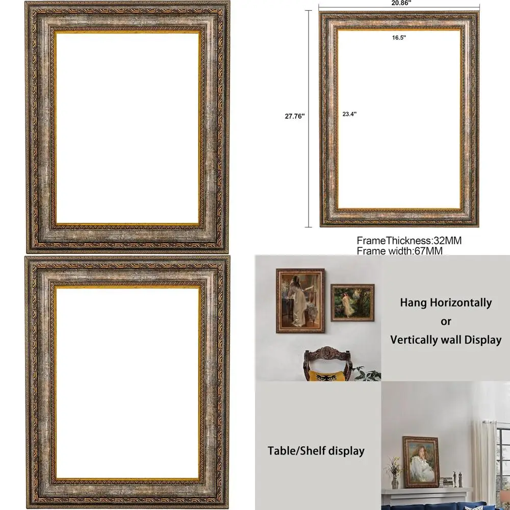 

Элегантная бронзово-золотая рамка для картин с аквамарином и полированным оргстеклом для настенного крепления