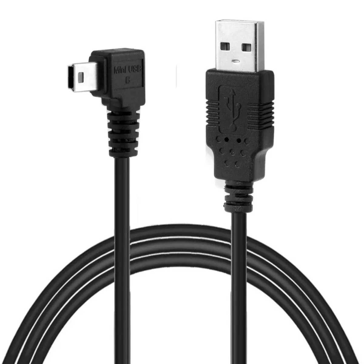 CYDZZihan Mini USB B Type 5pin Male Left Angled 90 Degree to USB 2.0 Male Data Cable 5 Meters with EMI Ferrite Core