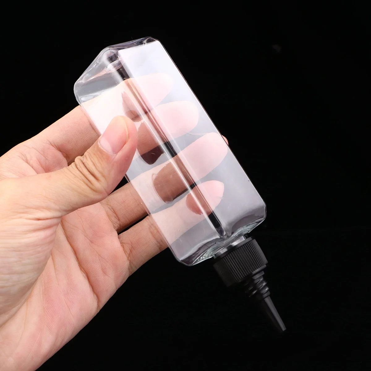 

15pcs 100Ml Clear Square Plastic Coloring Bottle Squeeze Design Pointed Tip For Easy Application Hair Dye Container Storage