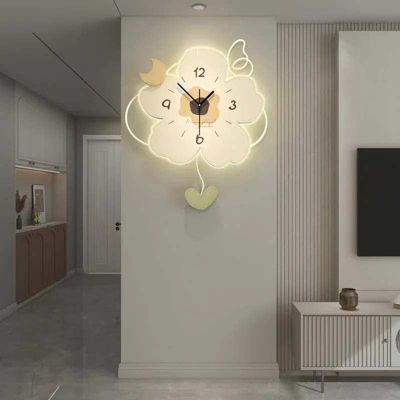 for Cream Wind Flower Wall Clock Living Room High Sense Fashion Creative Simple Clock Home Dining Room Decoration Wall