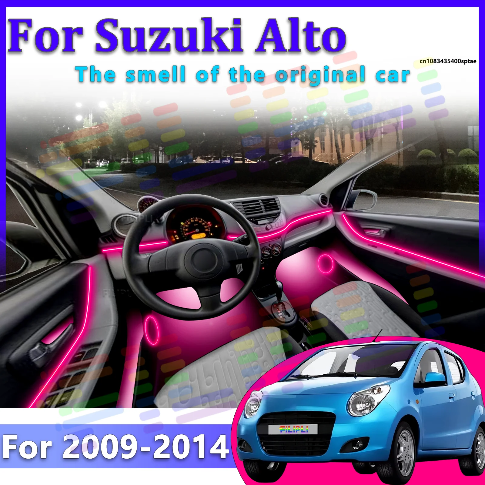 For Suzuki Alto HA25/HA35 Car LED Ambient Lamps Colorful Atmosphere Lights Auto Interior Neon Strip App Control 64 RGB Light