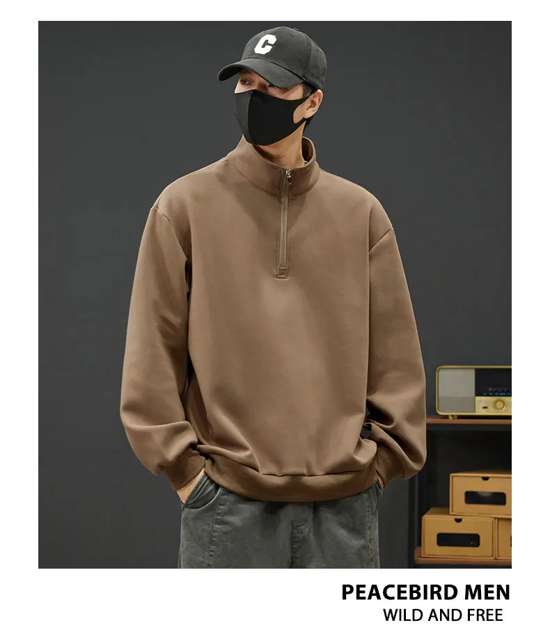 2026 Spring New Men's Large Size Sweatshirt Half Zip Designer Pullover Male Turtleneck Long Sleeve Big Plus 8XL Loose Sport Top