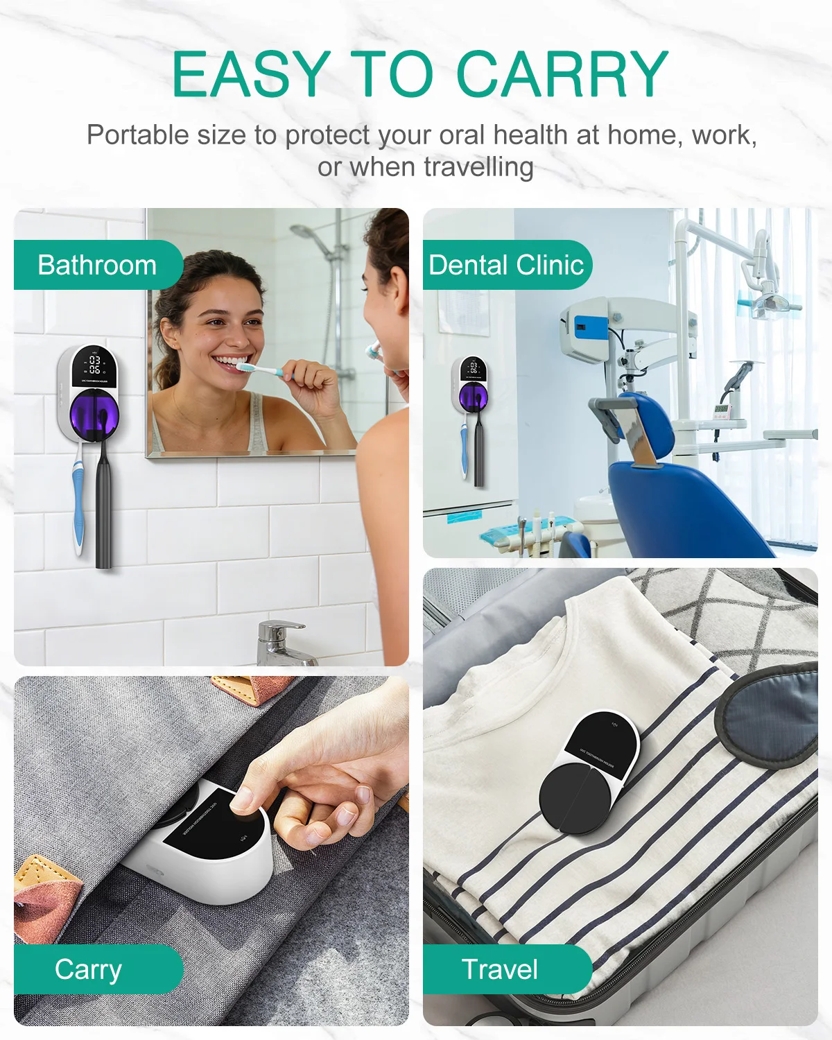 Esterilizador UV-C Doble para Cepillos de Dientes con Reloj LED - imagen 4