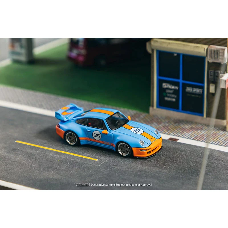 TW In Stock 1:64 993 Remastered Gunther Werks Blue Orange Diecast Diorama Car Model Collection Miniature Toys Tarmac Works