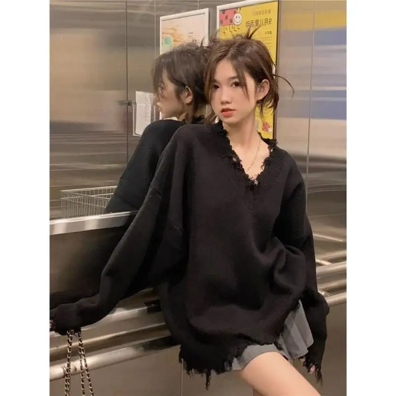 

Свежий милый милый свитер с длинными рукавами, женский топ, полный женский вязаный свежий милый милый кавайный свитер, осень-зима, новинка для поездок на работу