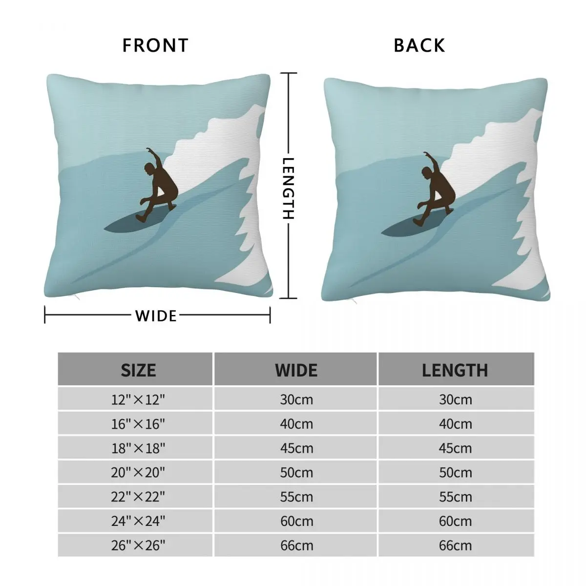 Surfing Dude Wave Square Pillowcase Polyester Linen Velvet Printed Zip Decor Pillow Case Bed Cushion Cover Wholesale 18