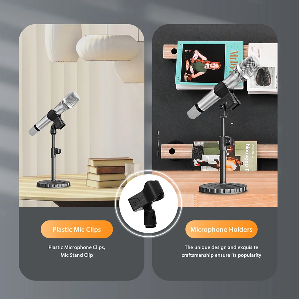 

2 Pcs Adjustable Microphone Clip Brackets Holder for Stand Plastic Reliable Clamp