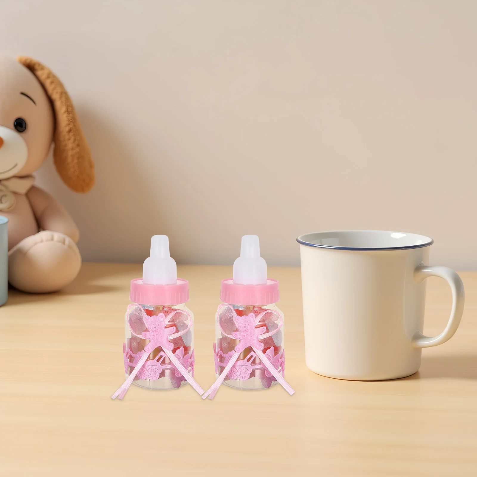 

24Pcs Bear Baby Bottle Candy Boxes Transparent Reusable Candy Jars Baby Shower Favor Party Treat Containers Bear Shaped Box