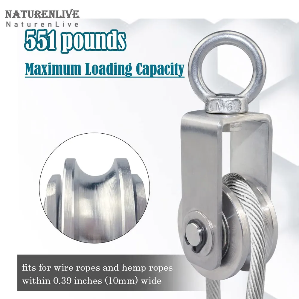 Pulley stainless steel duplex bearing super quiet detachable 360 degree rotary pulley system gym load 500kg