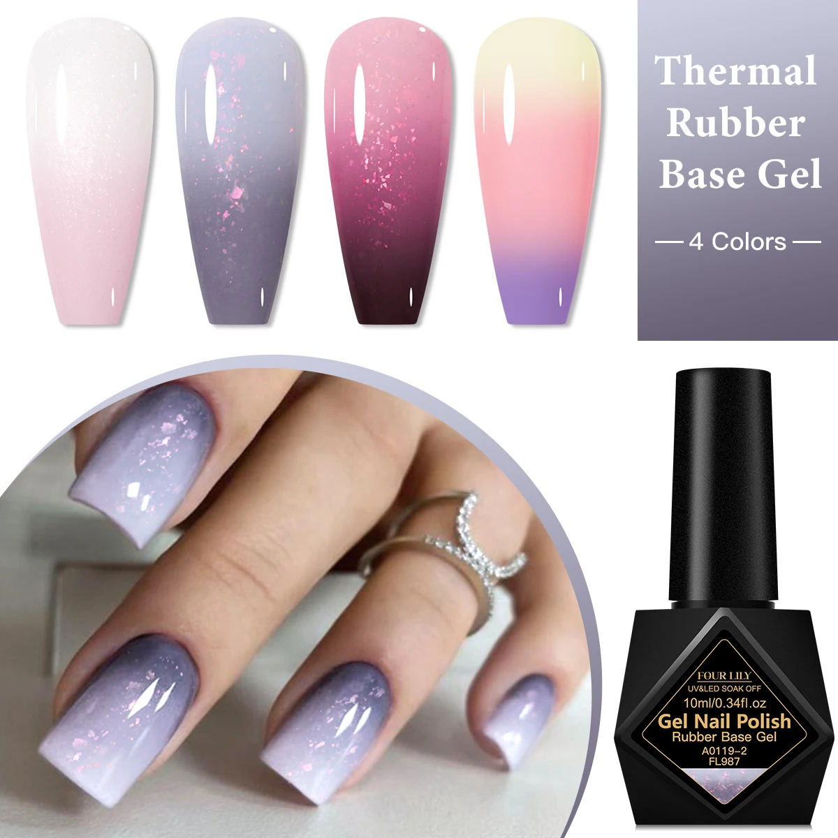 10ml Thermal Rubber Base Gel Nail Polish Pink Color Changing Self Leveling Soak off UV Construction Gel Varnish Nail Supplies