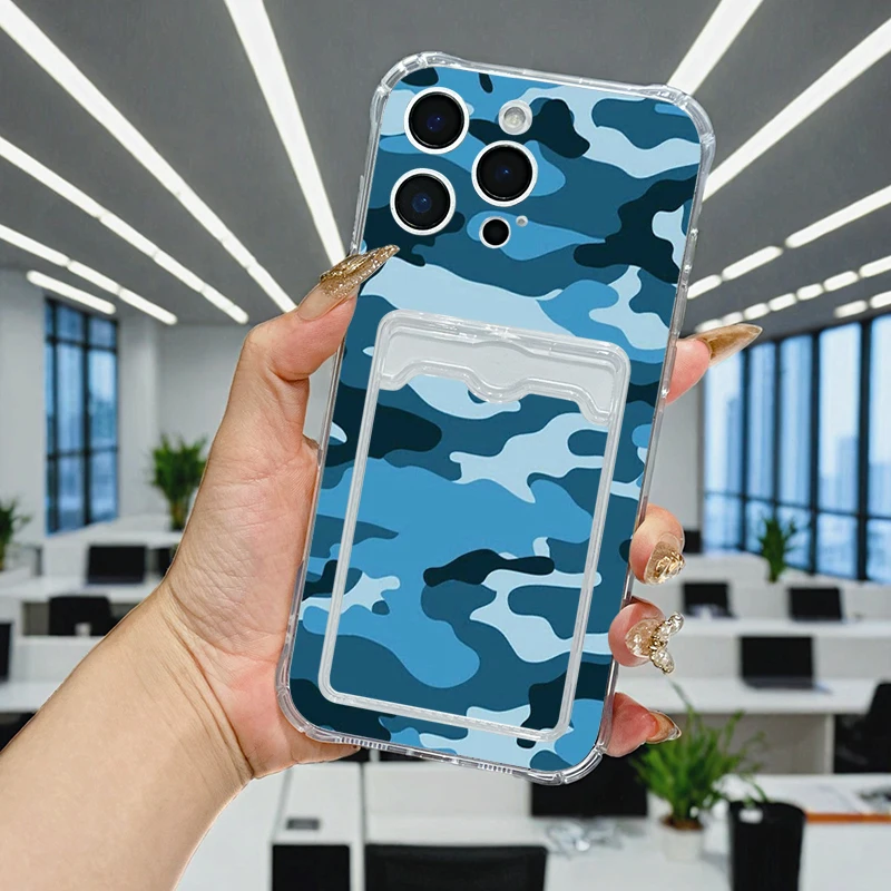 Modern style image For IPhone 17 Pro Max 16 17 15 7 14 13 Plus 12 Mini 11 XR 16E Air softshell Transparent card pack phone case