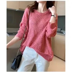 Spring Summer Women Solid Casual Pullover Long Sleeve Loose Top Gentle Sexy Blouse Breathable Hollowe Out Soft Ruffle Sleeve