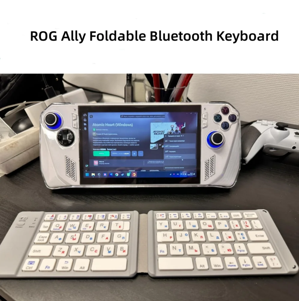 Mini Foldable Bluetooth Keyboard for ROG Ally, Portable Wireless Keyboard, Ultra-Slim Travel Folding Keyboard for ROG Ally