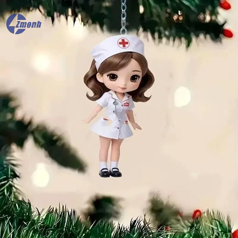 New！1Pcs Acrylic Backpack Decoration Cute Nurse Keychain Pendant Thanks To Doctor's Gift  Student Daily Outfit