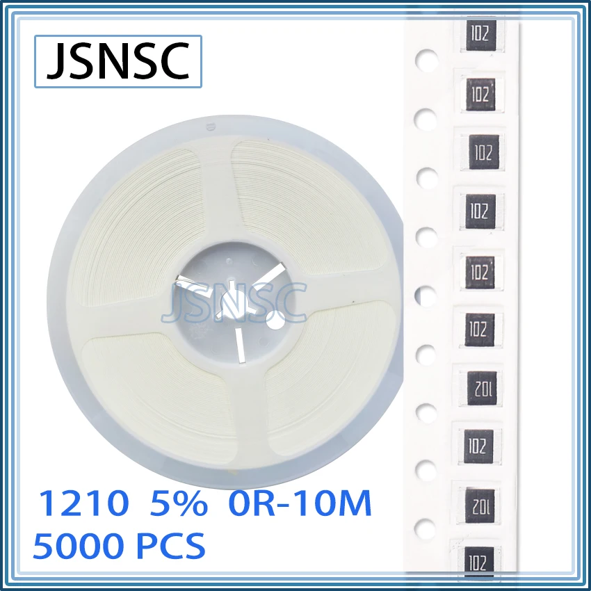 

JSNSC 1210 J 5% 5000pcs 0R-10M CHIP smd 3225 resistor 0R 10R 100R 1K 4.7K 10K 22K 30K 47K 51K 56K 75K 82K 100K 200K 470K 510K 1M