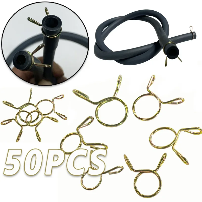 10/50PCs 8mm Oil Hose Clamps Motorcycle Scooter ATV Moped Fuel Line Hose Tubing Spring Clips Clamp Motorcycle Car Accessories