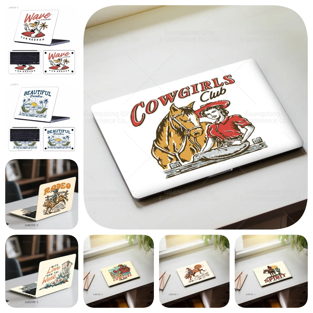 

2 Pcs Vintage Cowboy Way Laptop Covers Skins Self-Adhesive Cactus Removable Laptop Covers for MacBook Notebook Protective Skins