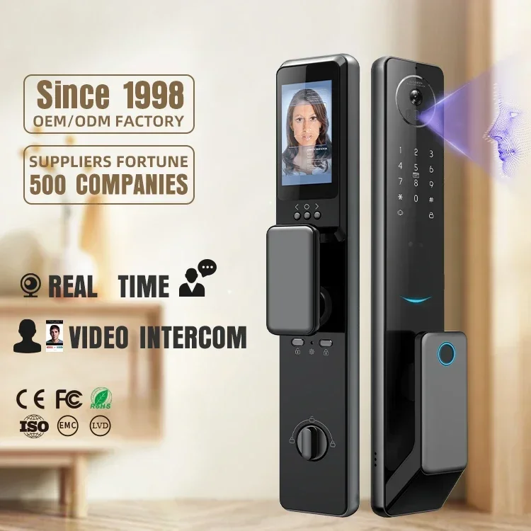 

Locstar Tuya Golden Video 3d Face Recognition Finger Smart Door Lock Wifi for Aluminum Door