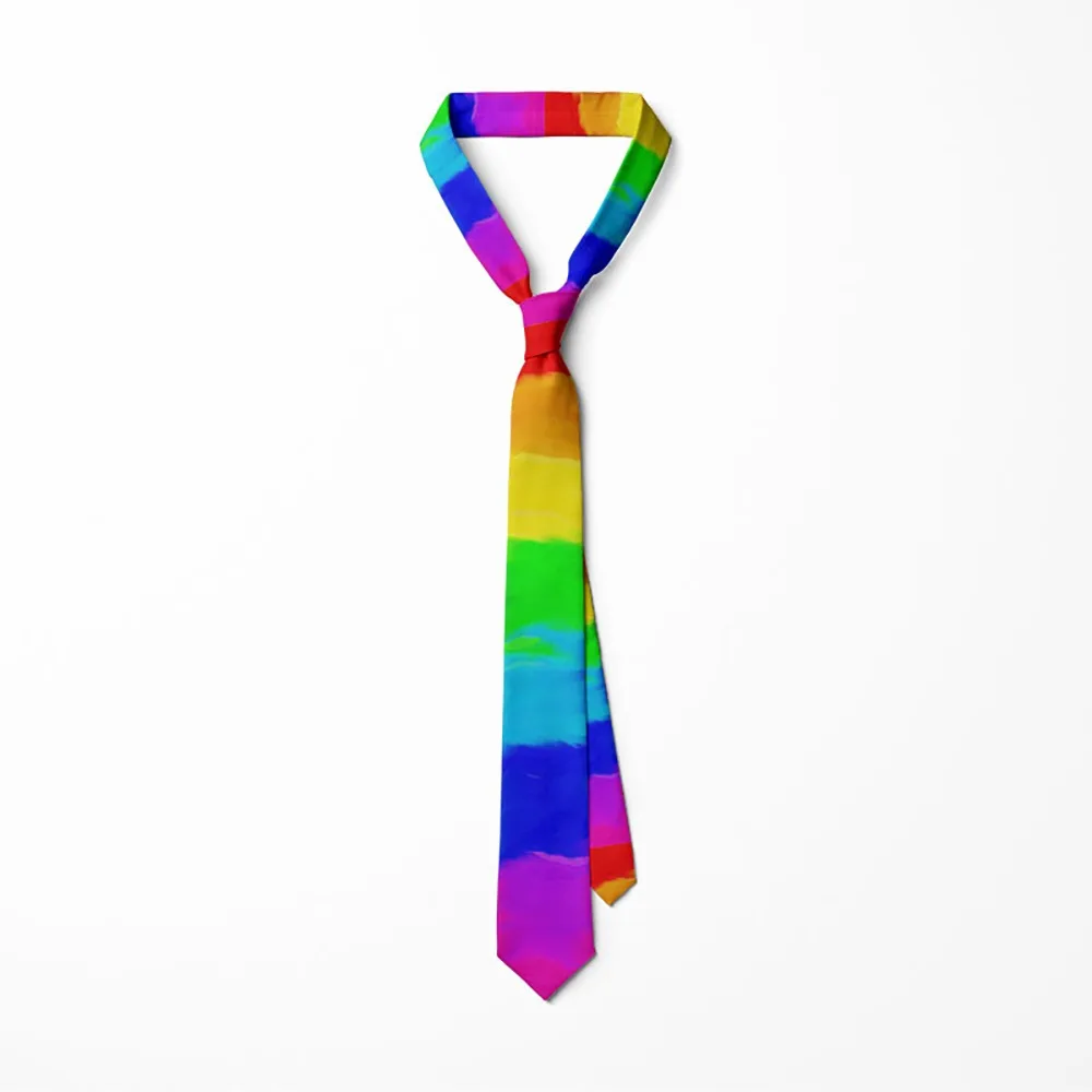 Casual 8cm Rainbow Tie Narrow Soft Colorful Tie Hand Tied Adjustable Men Necktie Shirt
