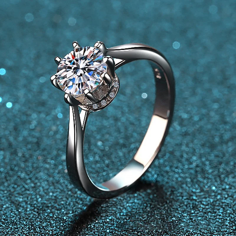 Elegant PT950 Platinum Women's 1-Carat Moissanite Ring, Sparkling Prong-Set Diamond Wedding Ring Charm Fine Jewelry Gift