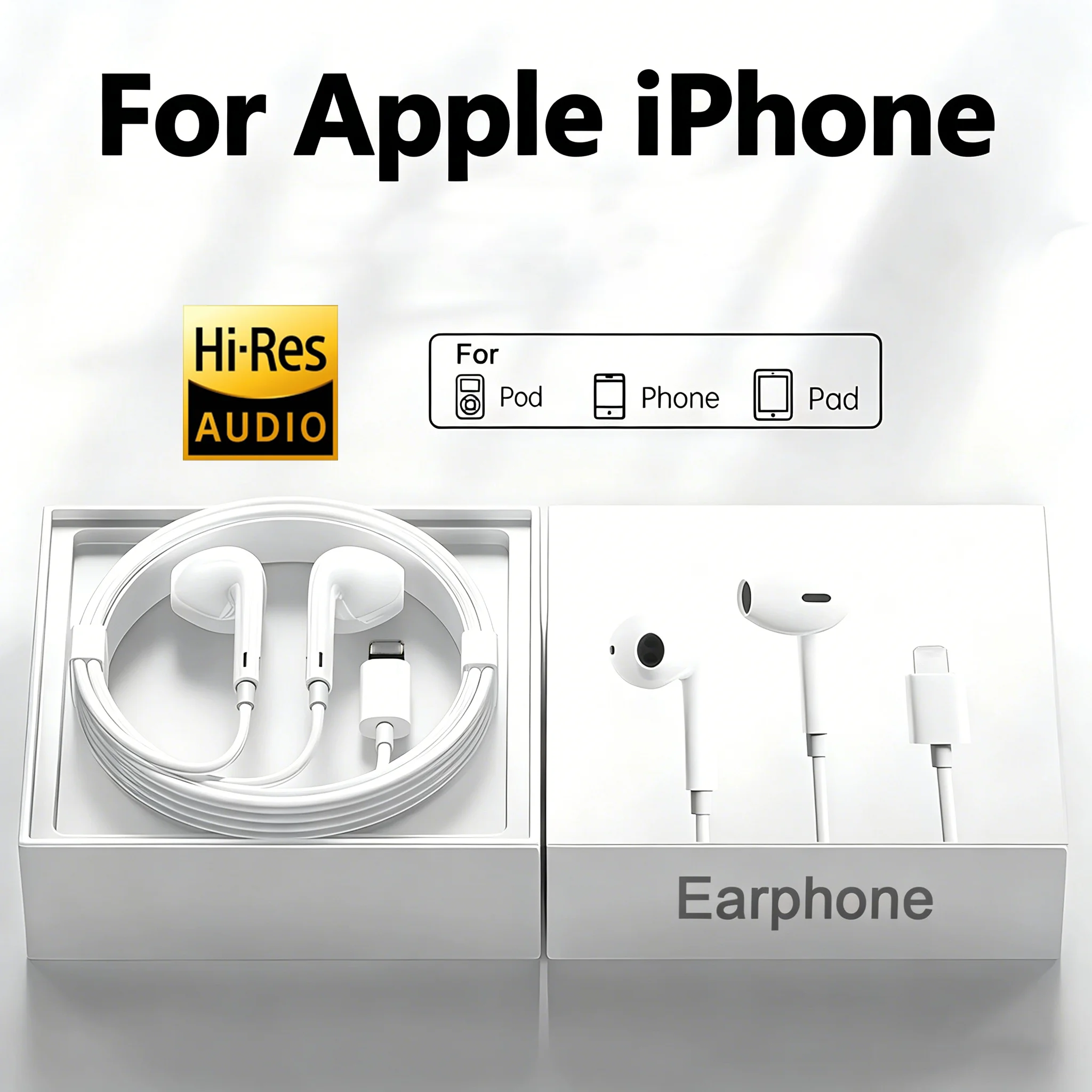 Audífonos Originales para Apple iPhone 17 16 15 Pro Max 14 13 12 11 USB-C Lightning 3.5mm, Audífonos con Cable, Accesorios para Teléfono X 6 7 8