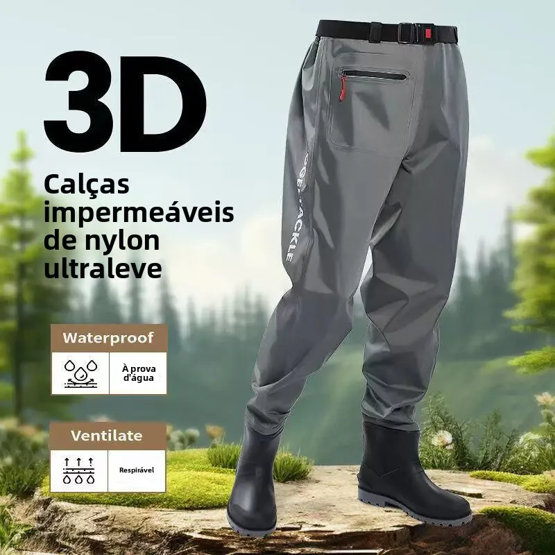 超薄型厚手防水オーバーオール、腰丈ナイロンハーフボディフィッシングシューズ、耐摩耗性レインブーツ（釣り用）