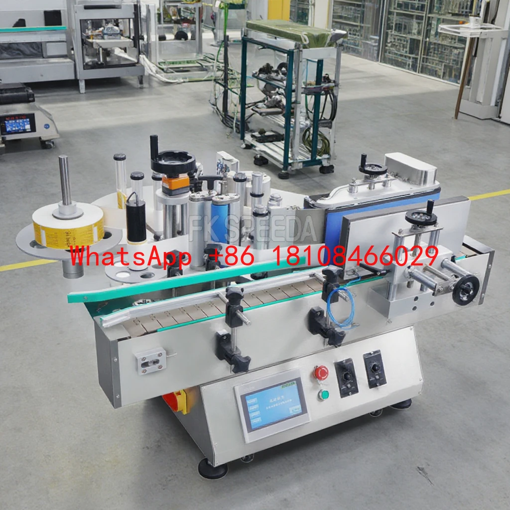Square Bottle Automatic Sticker Labeling Machine Tabletop Bottle Vial Tin Can Labeling Machine