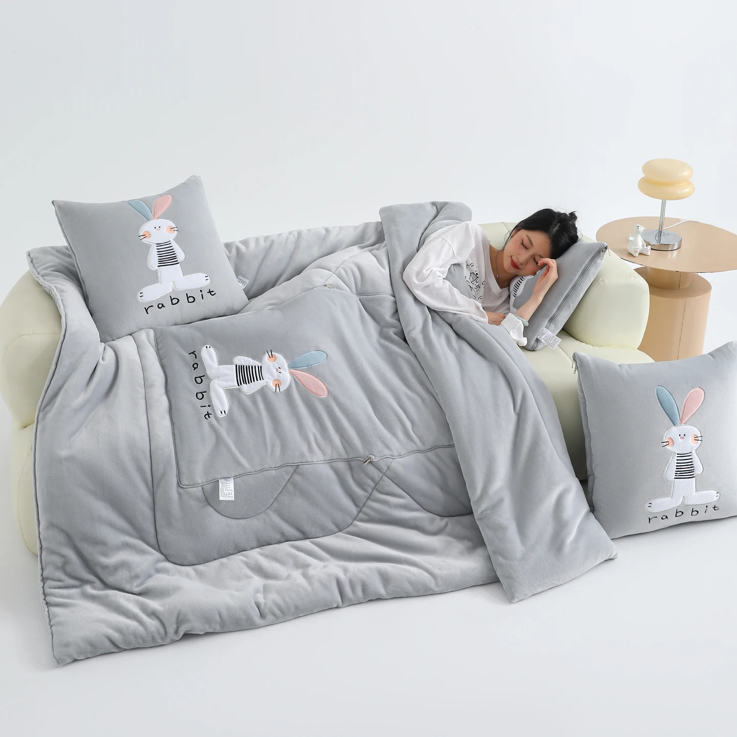 

Теплое, мягкое, многофункциональное одеяло-плед для кондиционера, летнее, утолщенное, двустороннее, фланелевое, 2-в-1, с подушкой, для путешествий на автомобиле