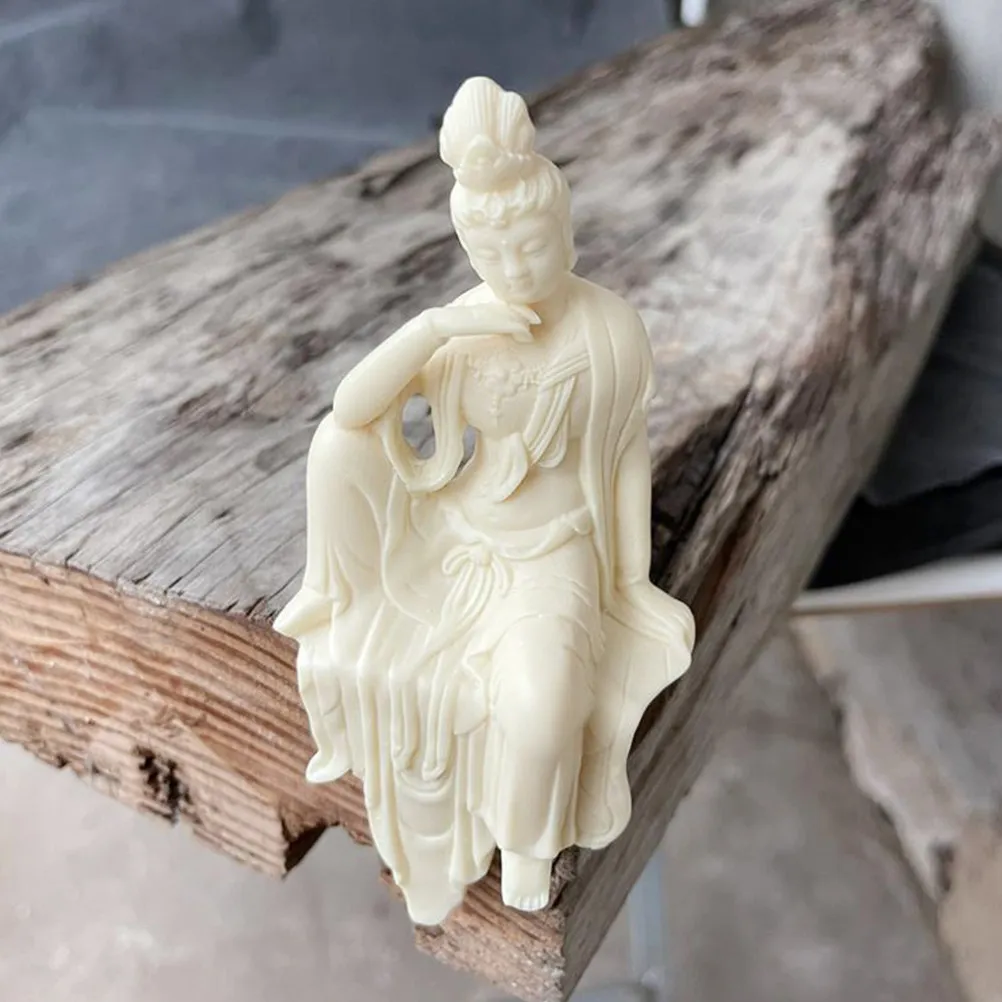 Picture 3: Guanyin Buddha Statue Carved Nut Feng Shui Ornament Bodhisattva Meditation Home Office Living Room Decoration Buda Statues